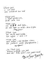 Britt-Ingers handskrivna dikt Tänd ljus
